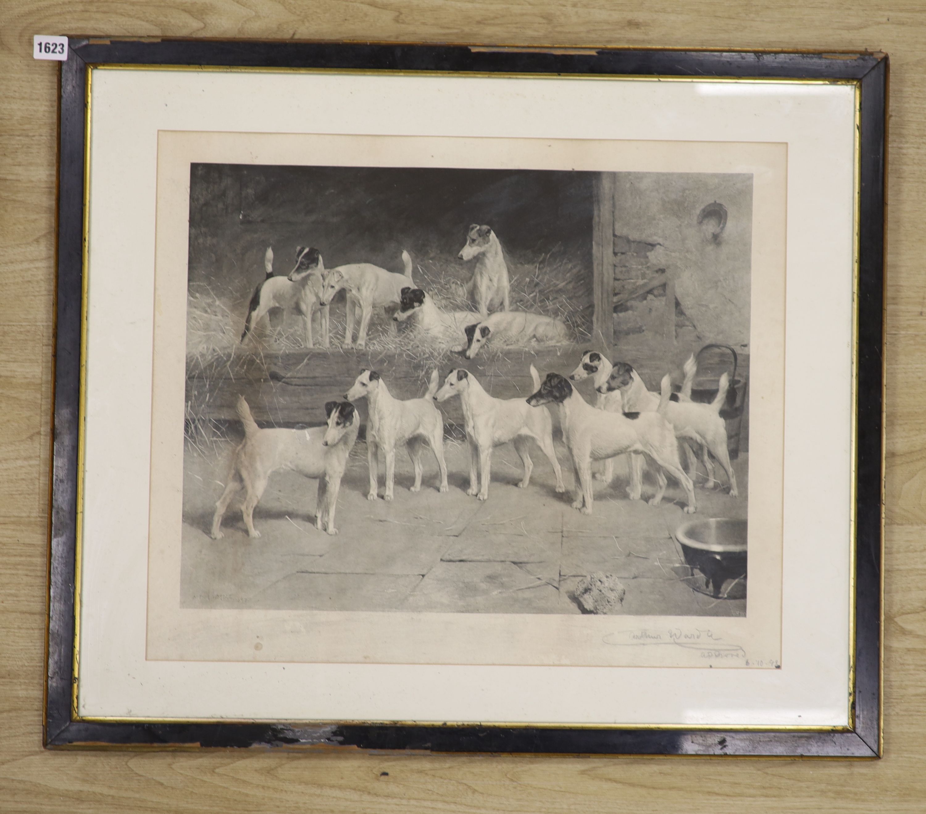 Arthur Wardle, photo-lithograph, Totteridge Eleven; foxhounds signed in pencil, 42 x 52cm